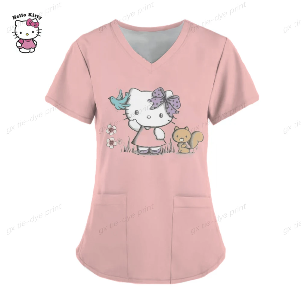 Hello Kitty Print V-neck carer top Casual short sleeve Women Scrubs Top Nursing Uniform Nurse Shirt Working Medical Uniforms
Hello Kitty Print V-neck carer top Casual short sleeve Women Scrubs Top Nursing Uniform Nurse Shirt Working Medical Uniforms