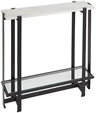 Table, 8.38 L x 30.16 W x 30.16 H in, Faux Marble and Black
Table, 8.38 L x 30.16 W x 30.16 H in, Faux Marble and Black