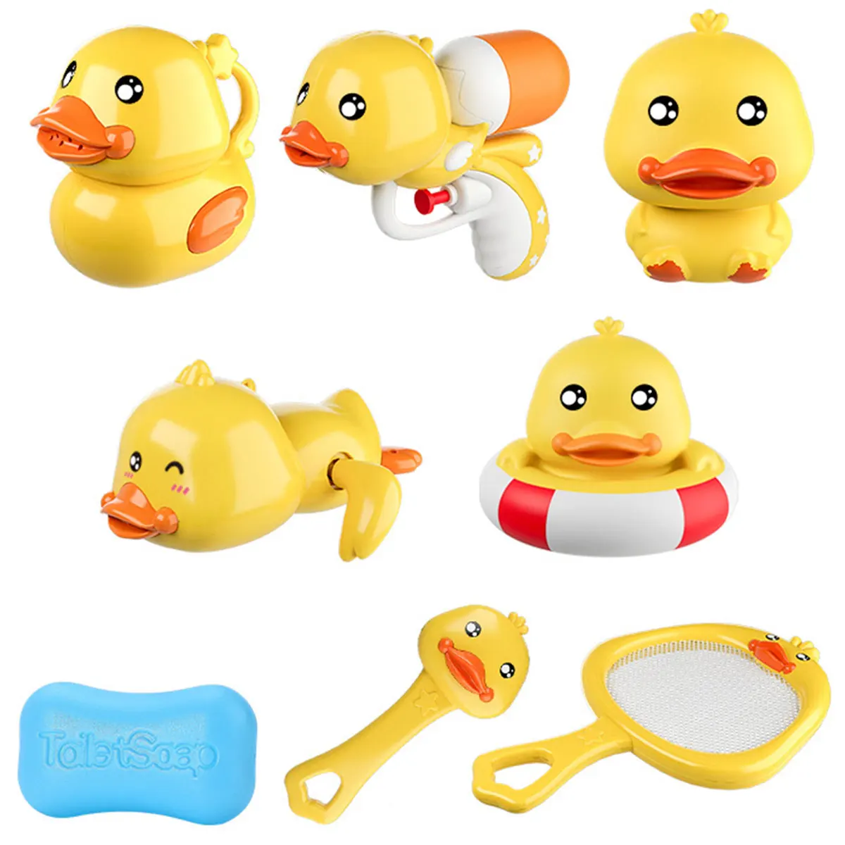 Cute Little Duck Bath Toy Soft Rubber Float Ducks Spray Water Toy Bathtub Toys for Kids with Sprinklers Bath Boat Fishing Net
Cute Little Duck Bath Toy Soft Rubber Float Ducks Spray Water Toy Bathtub Toys for Kids with Sprinklers Bath Boat Fishing Net