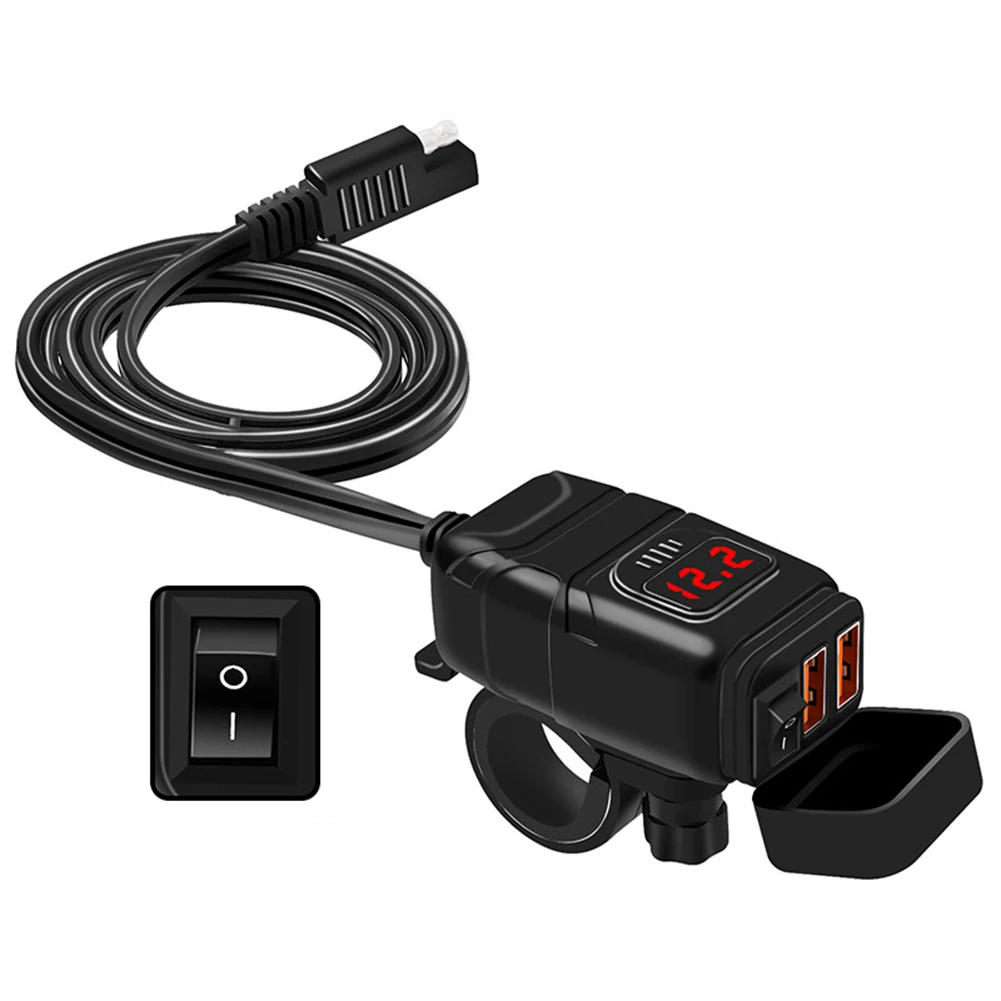Waterproof Motorcycle QC 3.0 Dual USB Quick Charger Adapter W/ Red LED Voltmeter 5V3.4A/9V2.5A/12V2A Output Over-current
Waterproof Motorcycle QC 3.0 Dual USB Quick Charger Adapter W/ Red LED Voltmeter 5V3.4A/9V2.5A/12V2A Output Over-current