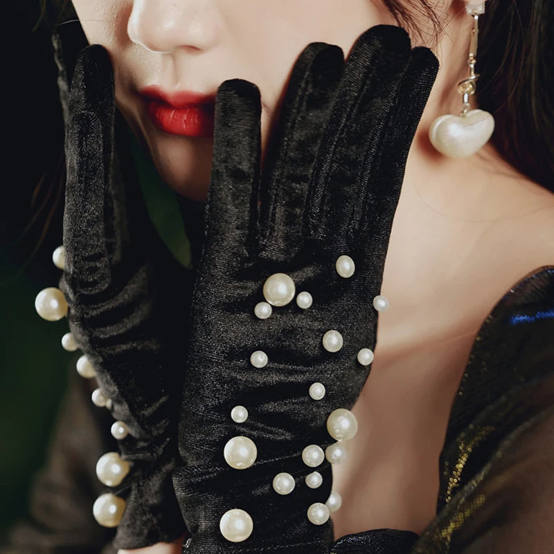 TG-38 элегантные свадебные перчатки для невесты, бархатные перчатки с жемчугом и бисером на палец, для невесты, подружки невесты, для выпускного вечера
TG-38 элегантные свадебные перчатки для невесты, бархатные перчатки с жемчугом и бисером на палец, для невесты, подружки невесты, для выпускного вечера