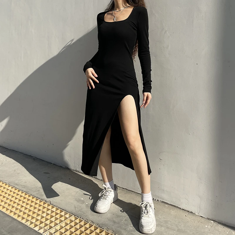 Autumn Fashion Slim Sexy Club Solid Color Square Neck Long Sleeve Splits Skinny Dresses Women Vintage Girl Bodycon Midi Dress
Autumn Fashion Slim Sexy Club Solid Color Square Neck Long Sleeve Splits Skinny Dresses Women Vintage Girl Bodycon Midi Dress