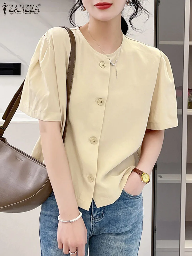ZANZEA Summer Korean Fashion Short Sleeve Blouse 2023 Elegant Women Casual Buttons Down Blusas Work Shirt O Neck Tops Chemise
ZANZEA Summer Korean Fashion Short Sleeve Blouse 2023 Elegant Women Casual Buttons Down Blusas Work Shirt O Neck Tops Chemise