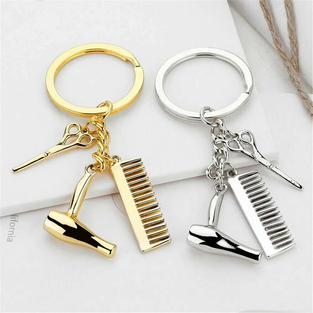 Hairdresser Hair Dryer Scissor Comb Car Keychain Creative Key Ring Jewelry Gift Keychain Decoration Hair Dryer
Hairdresser Hair Dryer Scissor Comb Car Keychain Creative Key Ring Jewelry Gift Keychain Decoration Hair Dryer