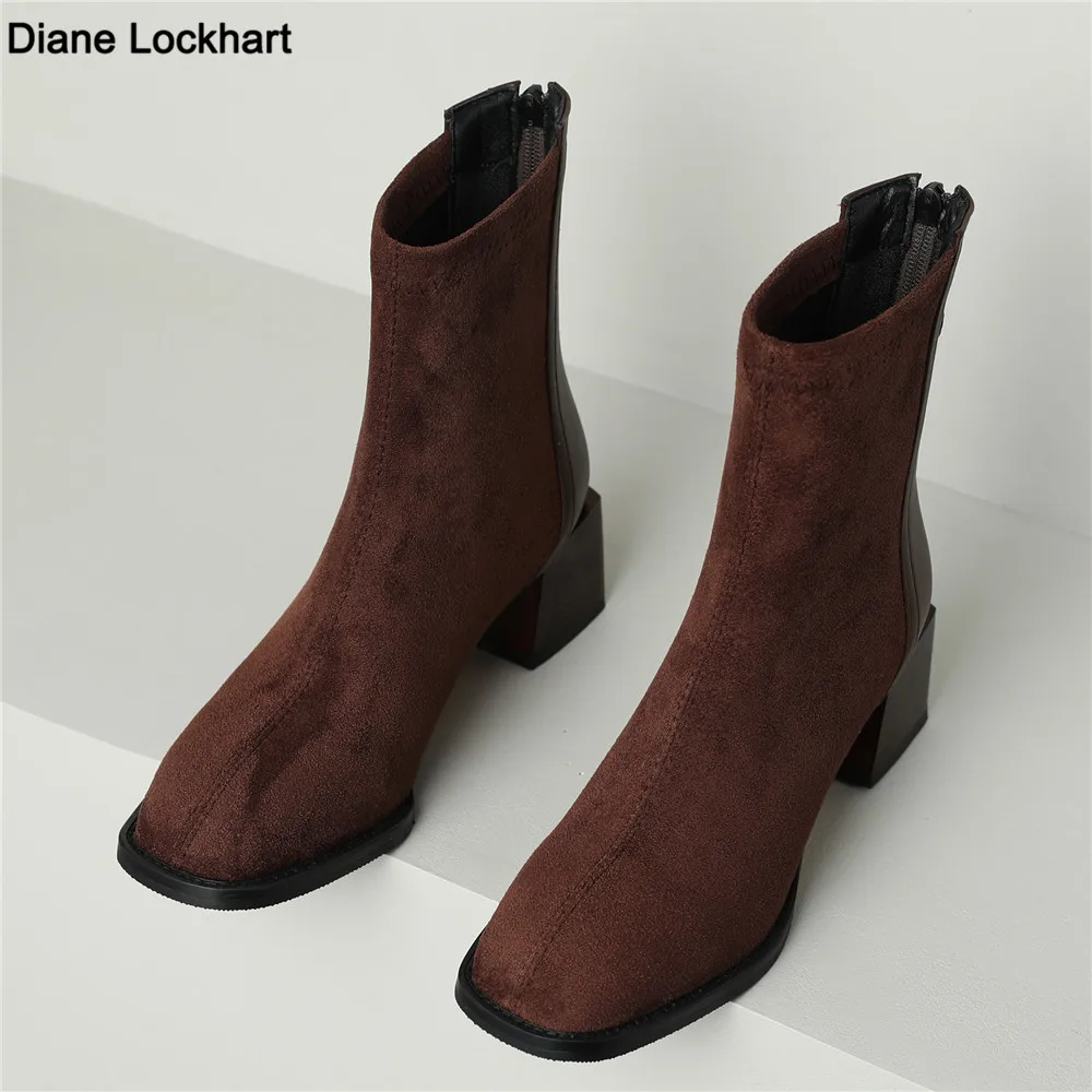 Women Ankle Boots Thick Heels Short Boot Fashion Shoes Women Ins Spring Autumn Zip Daily Office Lady Footwear Size 32-43 Brown 
Women Ankle Boots Thick Heels Short Boot Fashion Shoes Women Ins Spring Autumn Zip Daily Office Lady Footwear Size 32-43 Brown