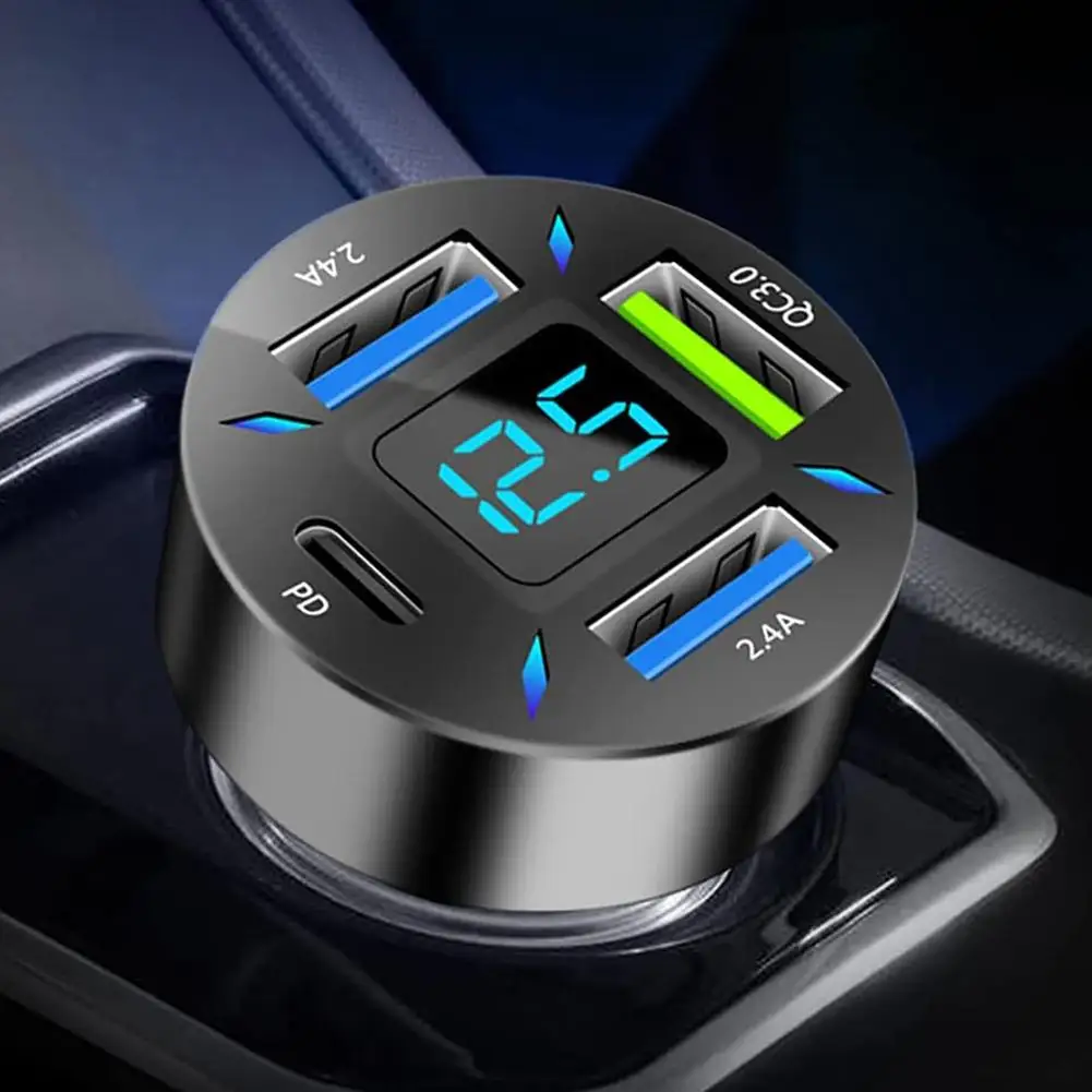4 Ports USB Car Charger Adapter Fast Charge Cigarette Lighter Compatible For IPhone Android Phone (PD20W+QC3.0+2 x 2.4A)
4 Ports USB Car Charger Adapter Fast Charge Cigarette Lighter Compatible For IPhone Android Phone (PD20W+QC3.0+2 x 2.4A)
