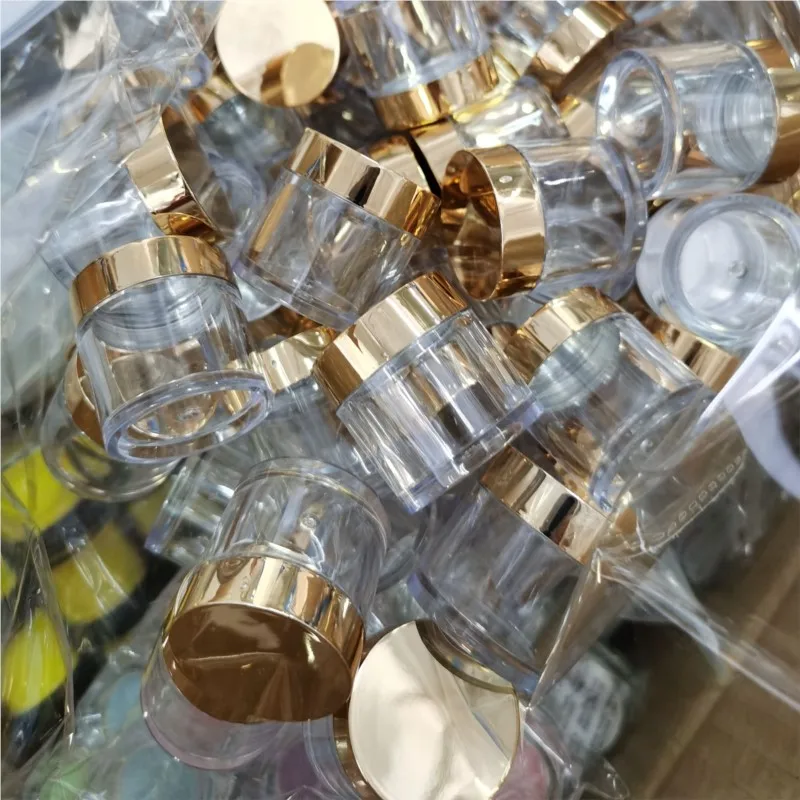 

20/50/100PCS Nail Refillable Bottle 10/30/60ml Jar Gold Lids Clear Empty Box Travel Bottle For Nails Acrylic Powder/Glitters #BO