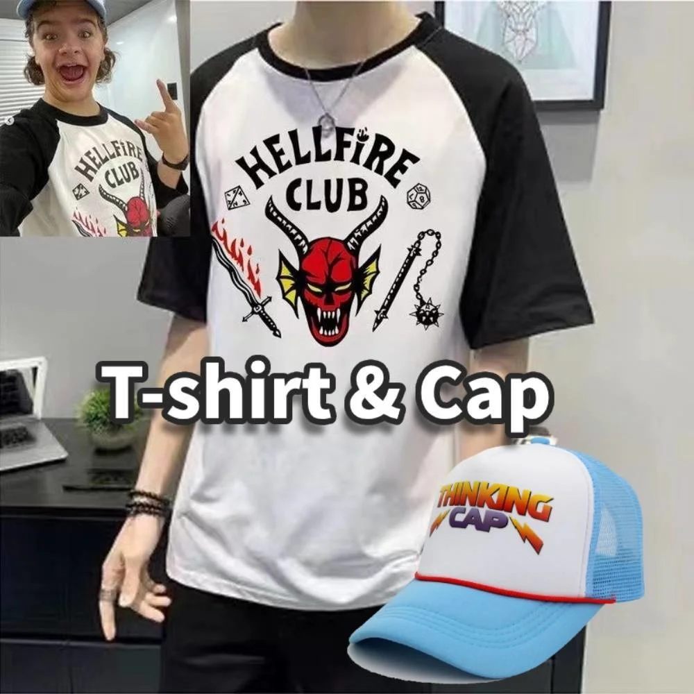 Eddie Munson Stranger Things 4 T-shirt Hellfire Club Cosplay Costume Dustin Shirt & Cap Set Suit Short Sleeve Adult Clothes Prop
Eddie Munson Stranger Things 4 T-shirt Hellfire Club Cosplay Costume Dustin Shirt & Cap Set Suit Short Sleeve Adult Clothes Prop
