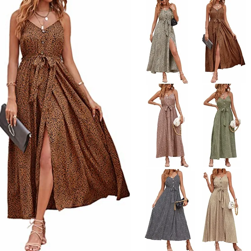 2022 European and American Foreign Trade Women's Clothes Pop V-neck Buckle Fork Elegant Sleeveless Dress with Belt
2022 European and American Foreign Trade Women's Clothes Pop V-neck Buckle Fork Elegant Sleeveless Dress with Belt