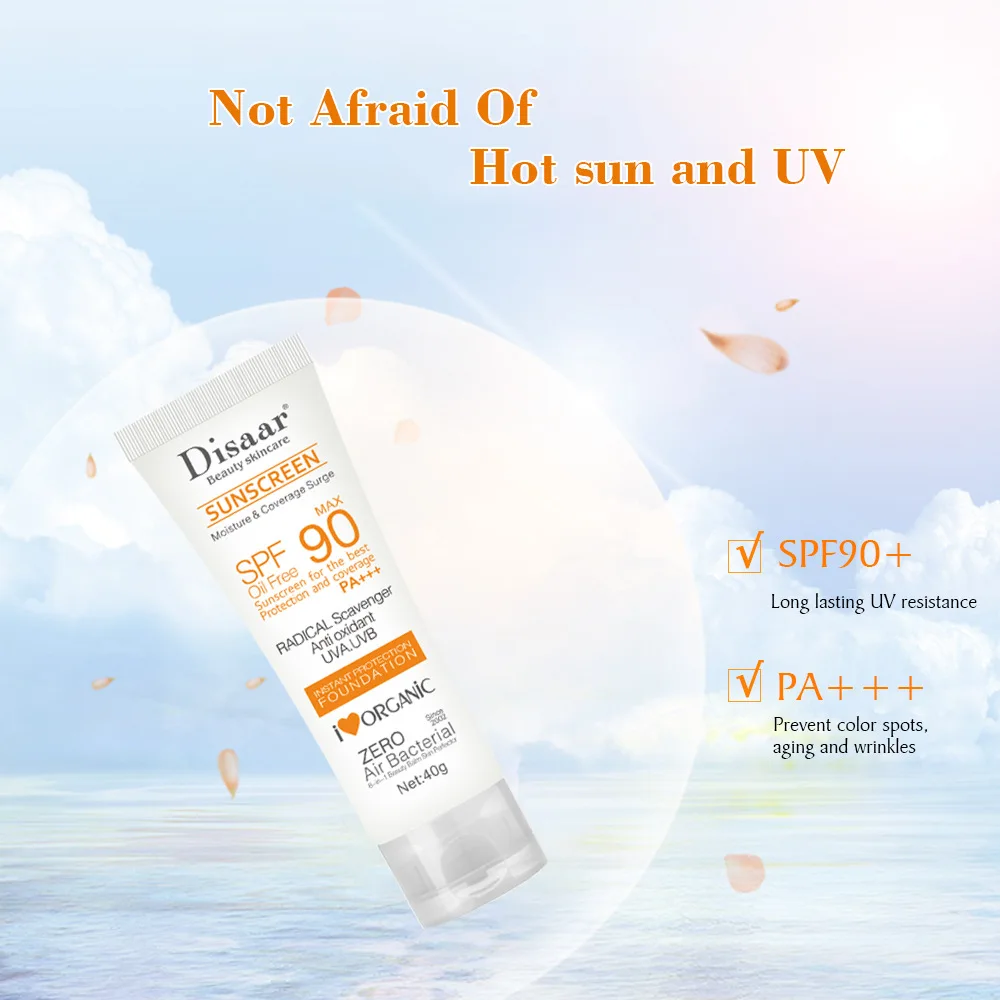 Disaar Waterproof SPF90 Sunscreen for Face Refreshing Whitening Sunscreen Anti-aging Moisturizing Isolates UV Rays Sun Cream
Disaar Waterproof SPF90 Sunscreen for Face Refreshing Whitening Sunscreen Anti-aging Moisturizing Isolates UV Rays Sun Cream