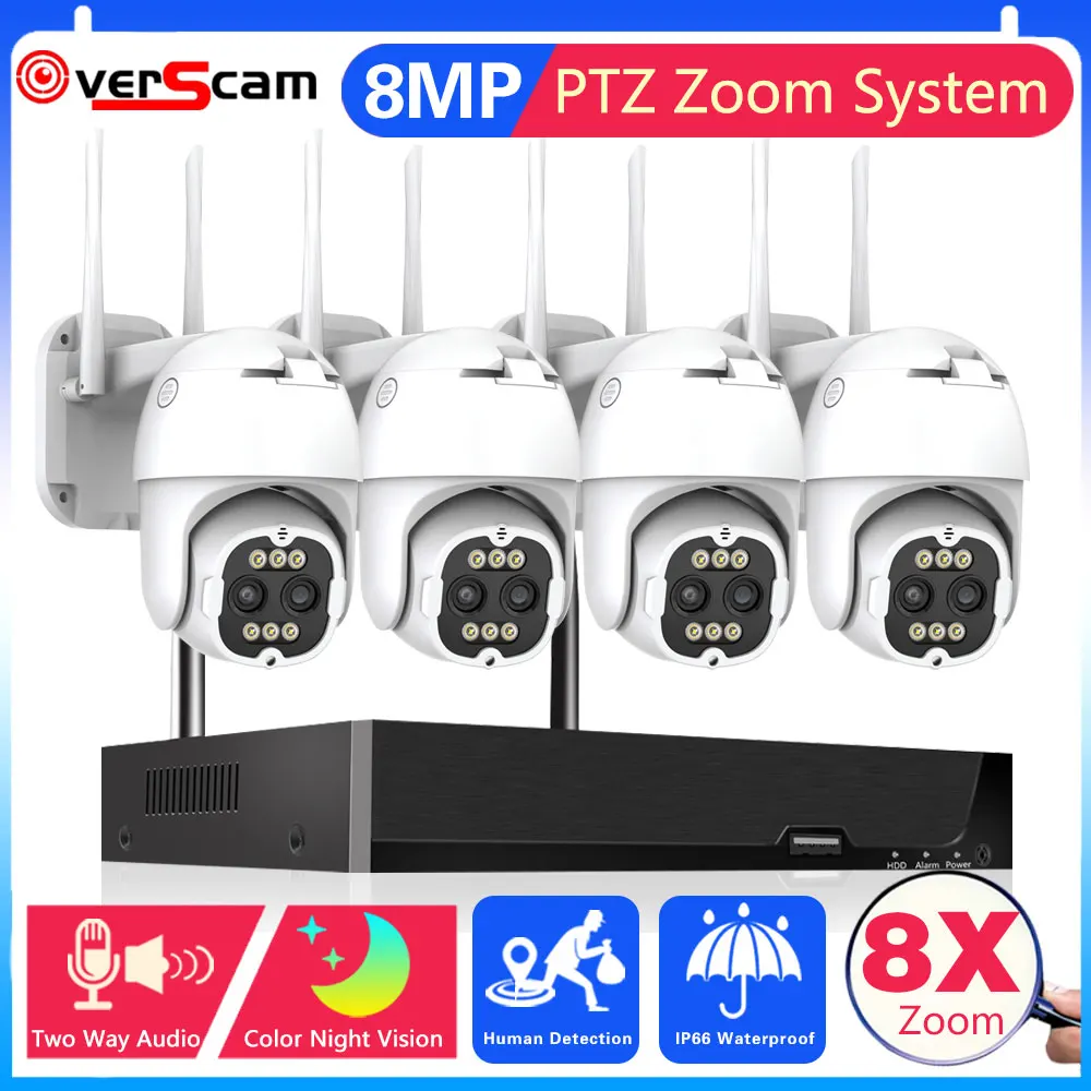 Dual Lens 4K Wifi CCTV Security Camera System 8X Zoom Auto Tracking Wifi PTZ Camera Video Surveillance Kit 4CH Wireless NVR Kit
Dual Lens 4K Wifi CCTV Security Camera System 8X Zoom Auto Tracking Wifi PTZ Camera Video Surveillance Kit 4CH Wireless NVR Kit