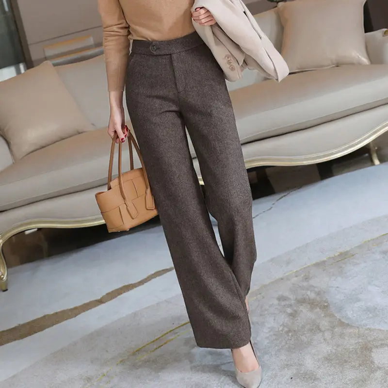 Women 2023 Autumn Winter Fashion Loose Wide-leg Pants Female High Waist Straight Pants Ladies Casual Warm Woolen Trousers F73
Women 2023 Autumn Winter Fashion Loose Wide-leg Pants Female High Waist Straight Pants Ladies Casual Warm Woolen Trousers F73