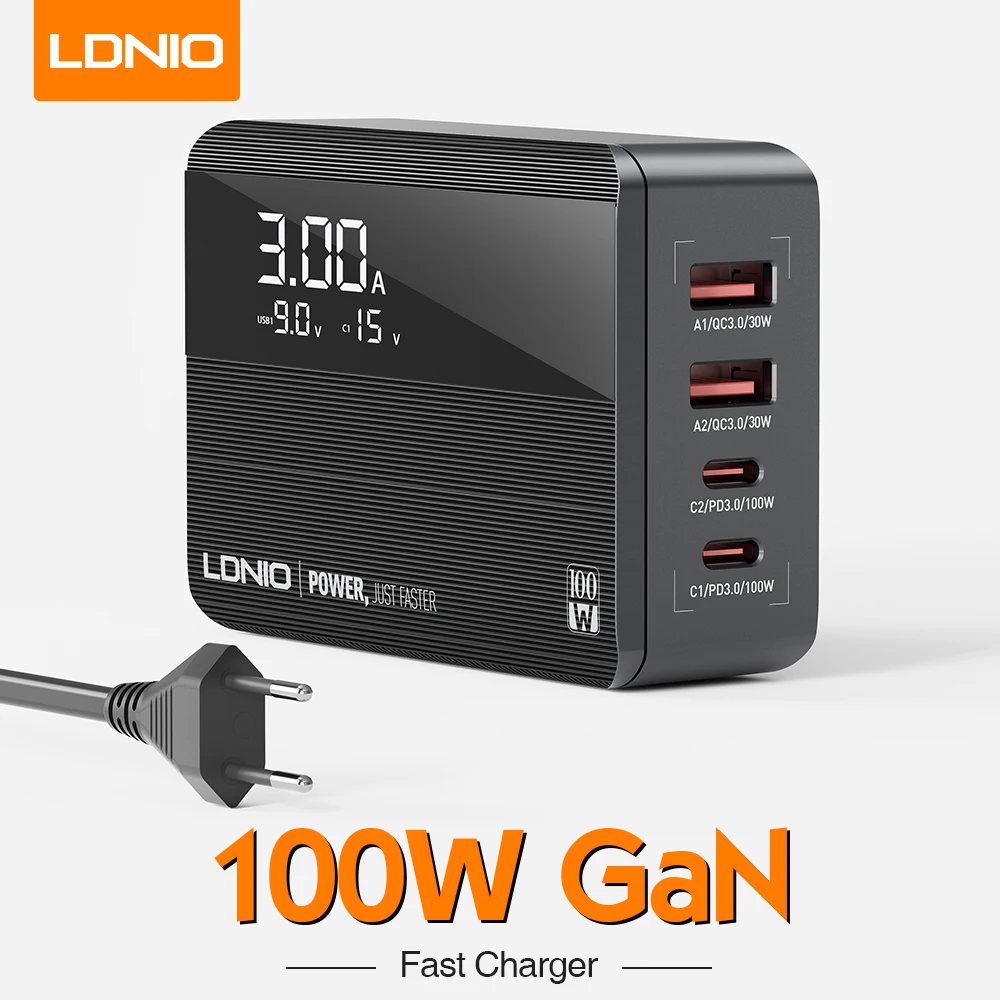 LDNIO GaN 100W USB Charger PD QC4+ Desktop Charger Fast Charging For Iphone Samsung Macbook Laptop 4 Ports Mobile Phone Charger
LDNIO GaN 100W USB Charger PD QC4+ Desktop Charger Fast Charging For Iphone Samsung Macbook Laptop 4 Ports Mobile Phone Charger