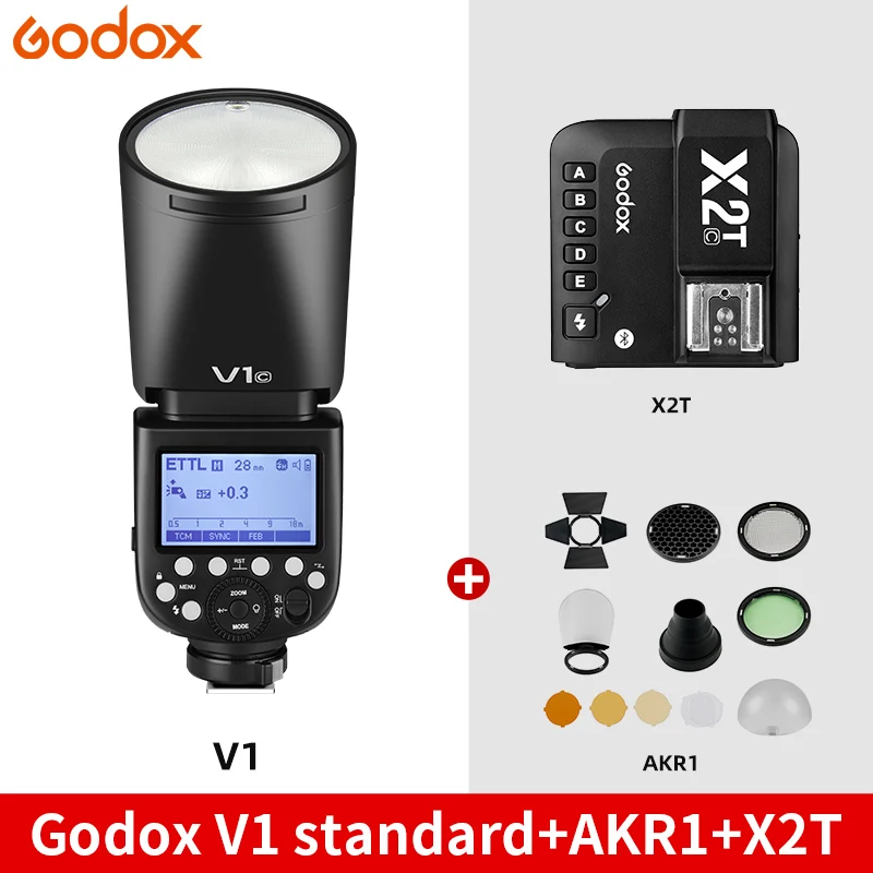 

Godox V1 Camera Flash 1/8000s HSS TTL for Canon Nikon Sony Fuji Olympus Pentax with X2T Wireless Flashes Trigger Accessories
