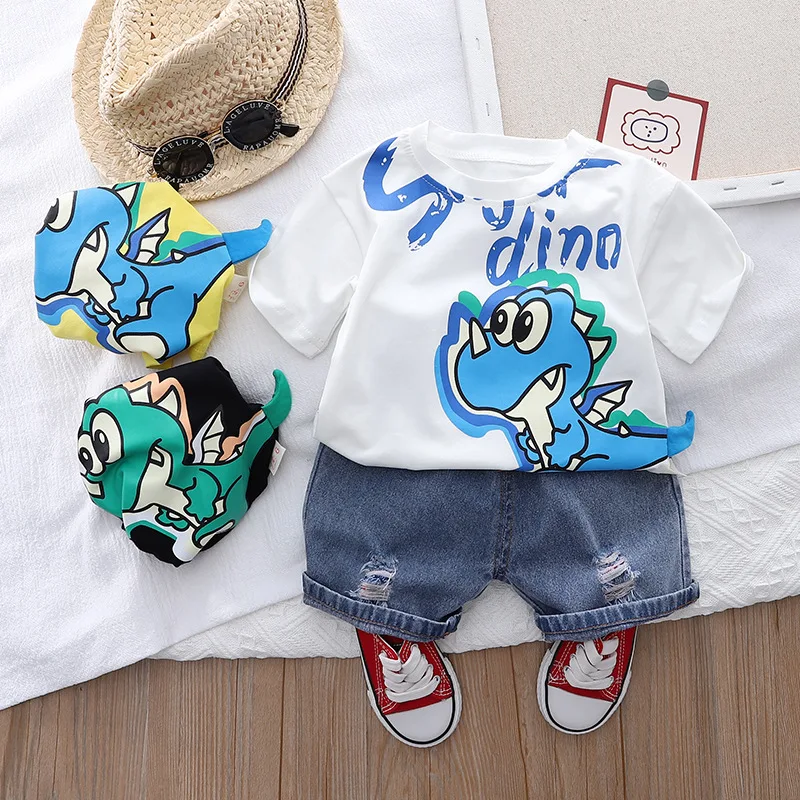 Sets for children Infant top and bottom set Baby cartoon summer suit with denim shorts 2PCS
Sets for children Infant top and bottom set Baby cartoon summer suit with denim shorts 2PCS