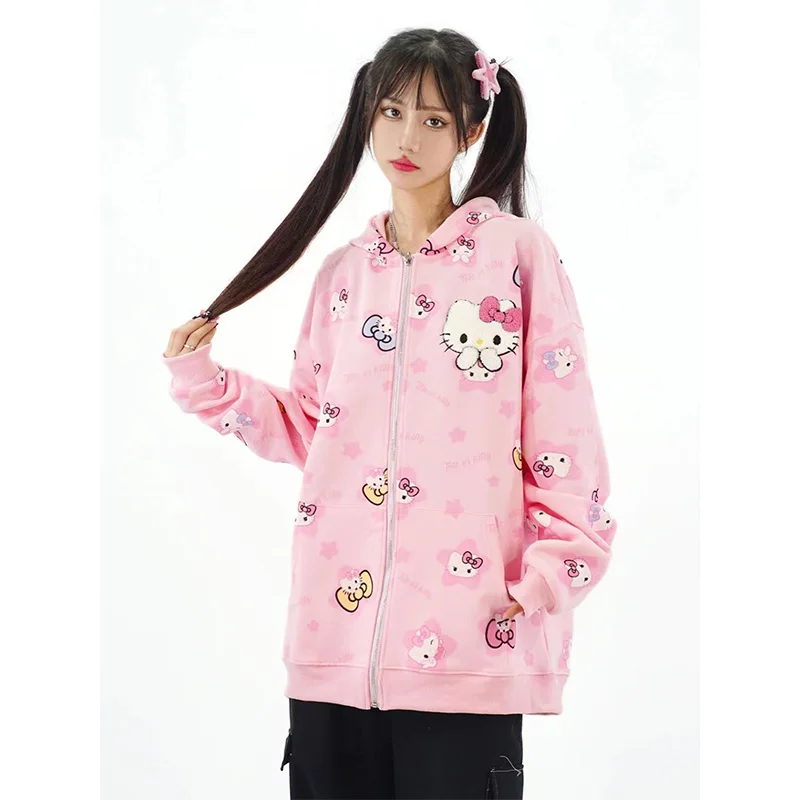 Sanrio Hellokitty Coat Autumn and Winter Loose Kawaii Hoodie Cartoon Clothes Instagram Trend Women's High Appearance Level Top
Sanrio Hellokitty Coat Autumn and Winter Loose Kawaii Hoodie Cartoon Clothes Instagram Trend Women's High Appearance Level Top
