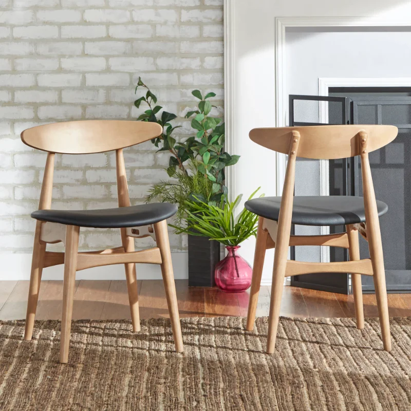 Chelsea Lane Mid Century Modern Black Faux Leather Wood Side Chairs, Set of 2, Ash Finish dining chairs furniture
Chelsea Lane Mid Century Modern Black Faux Leather Wood Side Chairs, Set of 2, Ash Finish dining chairs furniture