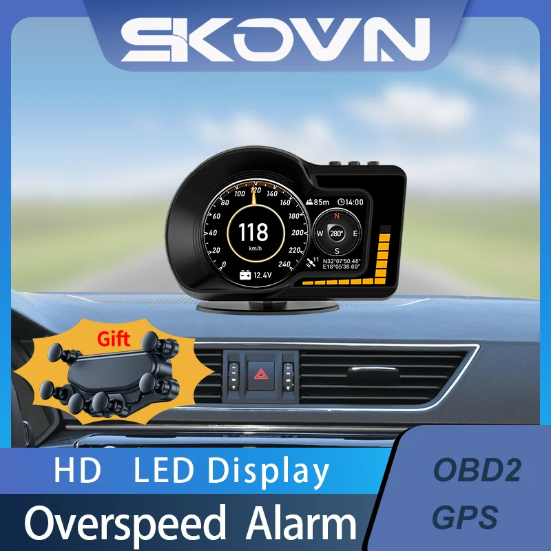 Car Head Up Display OBD GPS Dual System HUD On-Board Computer 8 Colors Accelerated Test Speedometer RPM Gauge 6 Alarm Functions
Car Head Up Display OBD GPS Dual System HUD On-Board Computer 8 Colors Accelerated Test Speedometer RPM Gauge 6 Alarm Functions