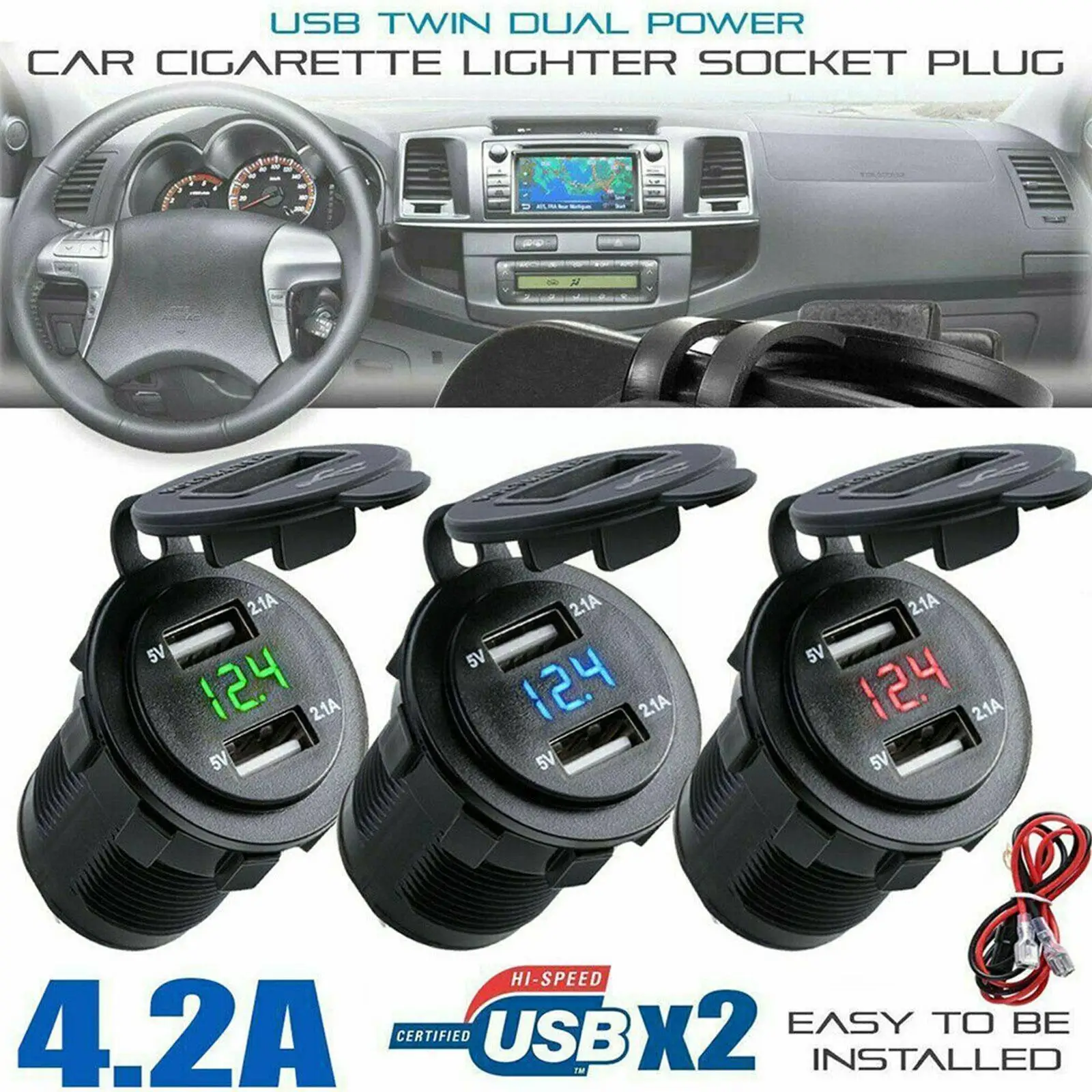 5v 4.2a 12/24v Dual Usb Car Charger With Panel Waterproof Power Adapter Socket Outlet For Vehicle Boat Truck Motorcycle H2c8
5v 4.2a 12/24v Dual Usb Car Charger With Panel Waterproof Power Adapter Socket Outlet For Vehicle Boat Truck Motorcycle H2c8
