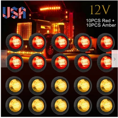 20Pcs 12V/24V 3LED Car Truck Light Round Side Marker Amber Red Grille Light Warning Lamp Waterproof Trailer Light Signal Lamp
20Pcs 12V/24V 3LED Car Truck Light Round Side Marker Amber Red Grille Light Warning Lamp Waterproof Trailer Light Signal Lamp