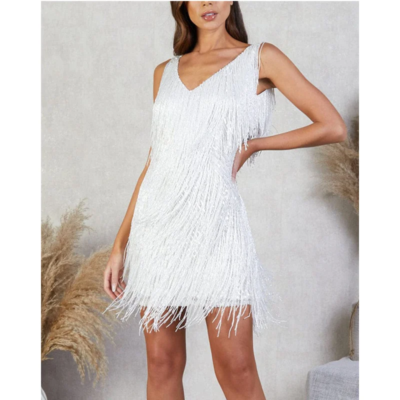 Женское коктейльное платье с V-образным вырезом, без рукавов, со сверкающими блестками и кисточками, модное сексуальное облегающее вечернее платье, ночная Клубная одежда
Женское коктейльное платье с V-образным вырезом, без рукавов, со сверкающими блестками и кисточками, модное сексуальное облегающее вечернее платье, ночная Клубная одежда
