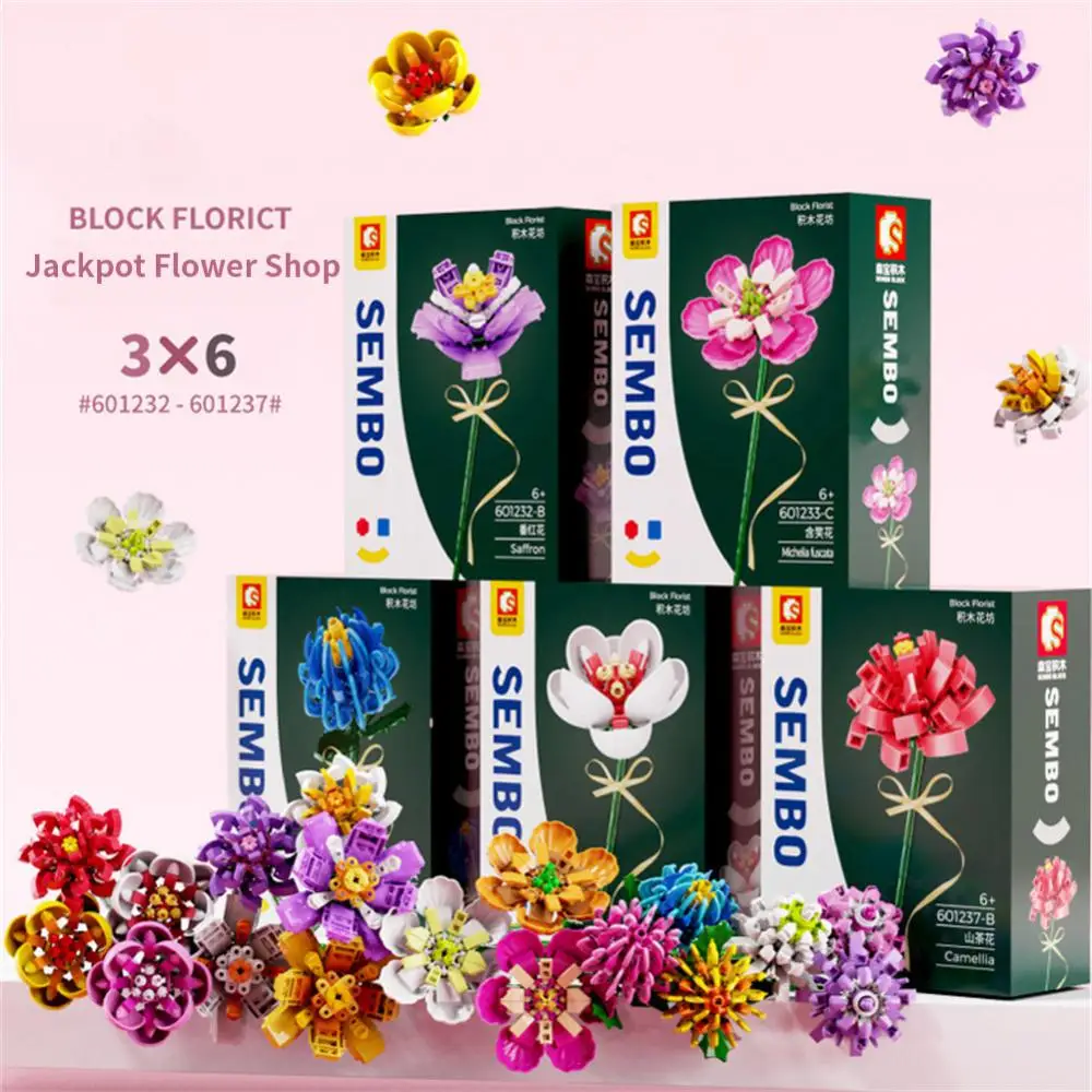 

Building Blocks Senbao Compatible Valentine's Day Bouquet Small Particles Puzzle Building Blocks Toy Girl Gift Smiling Flower