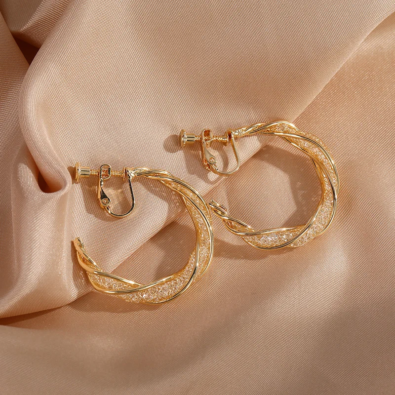Fashion Interweave Twist Metal Mesh and Stone Circle Geometric Clip on Hoop Earrings for Women Accessories Retro Party Jewelry
Fashion Interweave Twist Metal Mesh and Stone Circle Geometric Clip on Hoop Earrings for Women Accessories Retro Party Jewelry