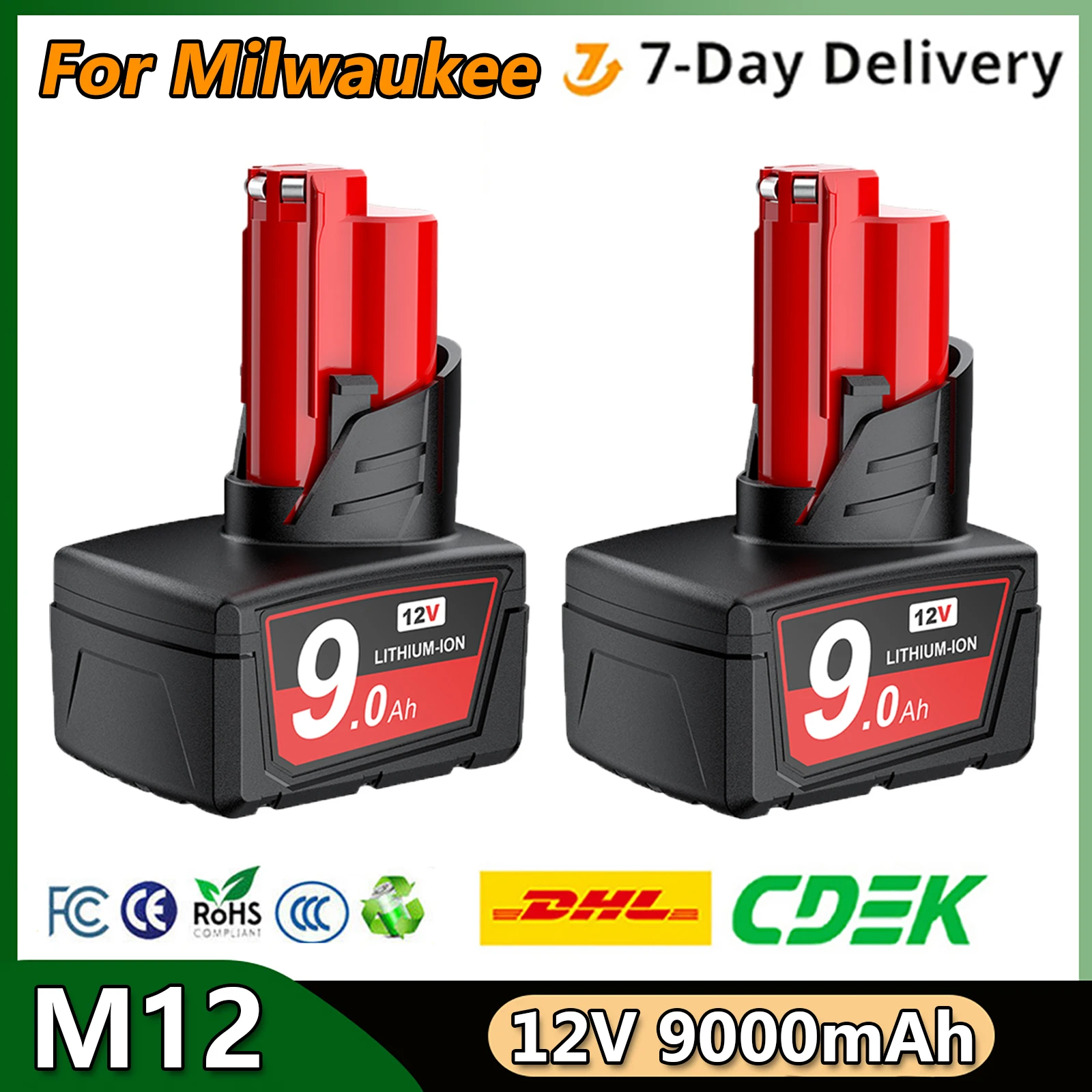 Для Milwaukee M12 аккумулятор 12 В 9 0 Ач аккумуляторная батарея 48-11-2402 48-11-2411 9000 мАч