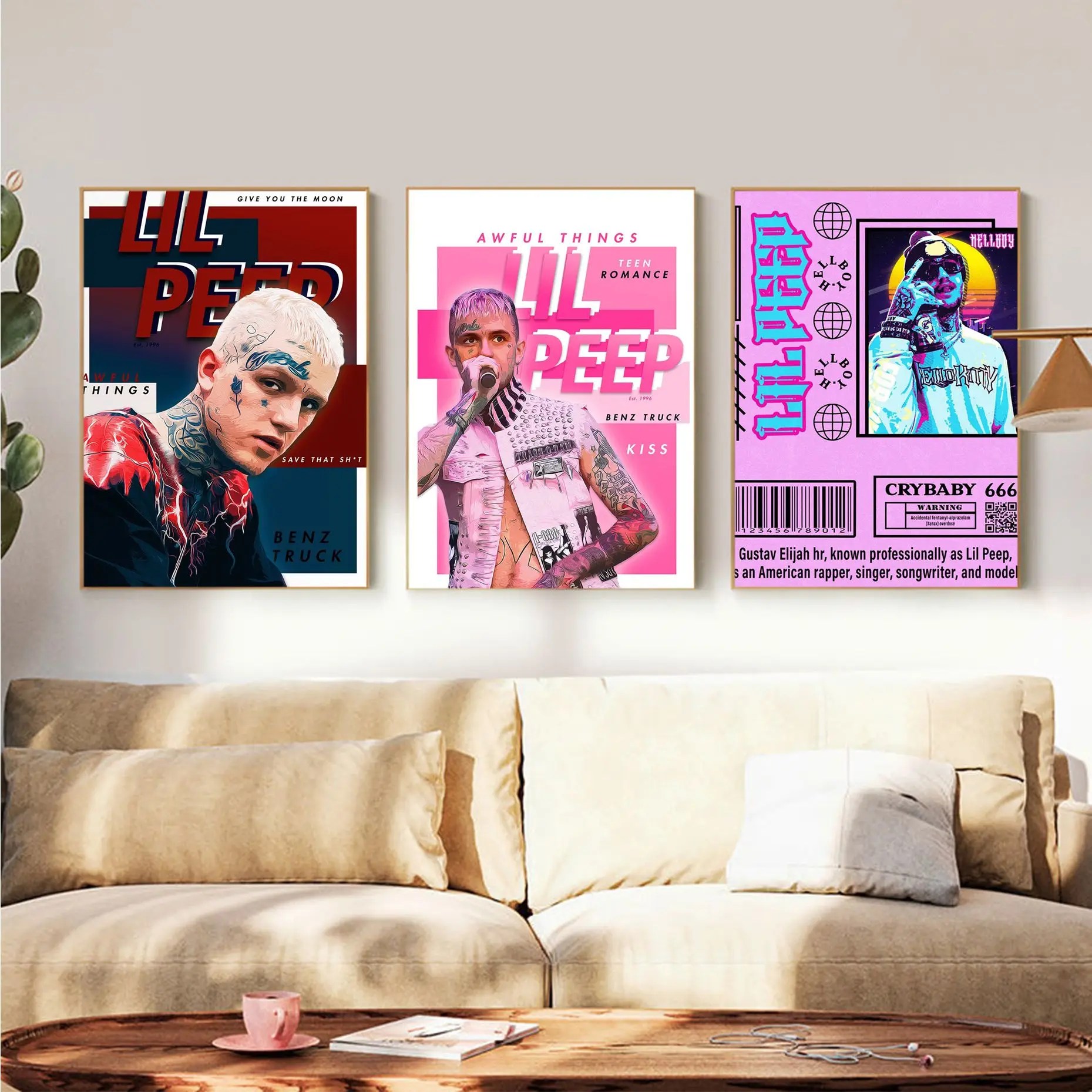 

Hip Hop Rapper Lil Peep Anime Posters Sticky Whitepaper Sticker DIY Room Bar Cafe Nordic Home Decor