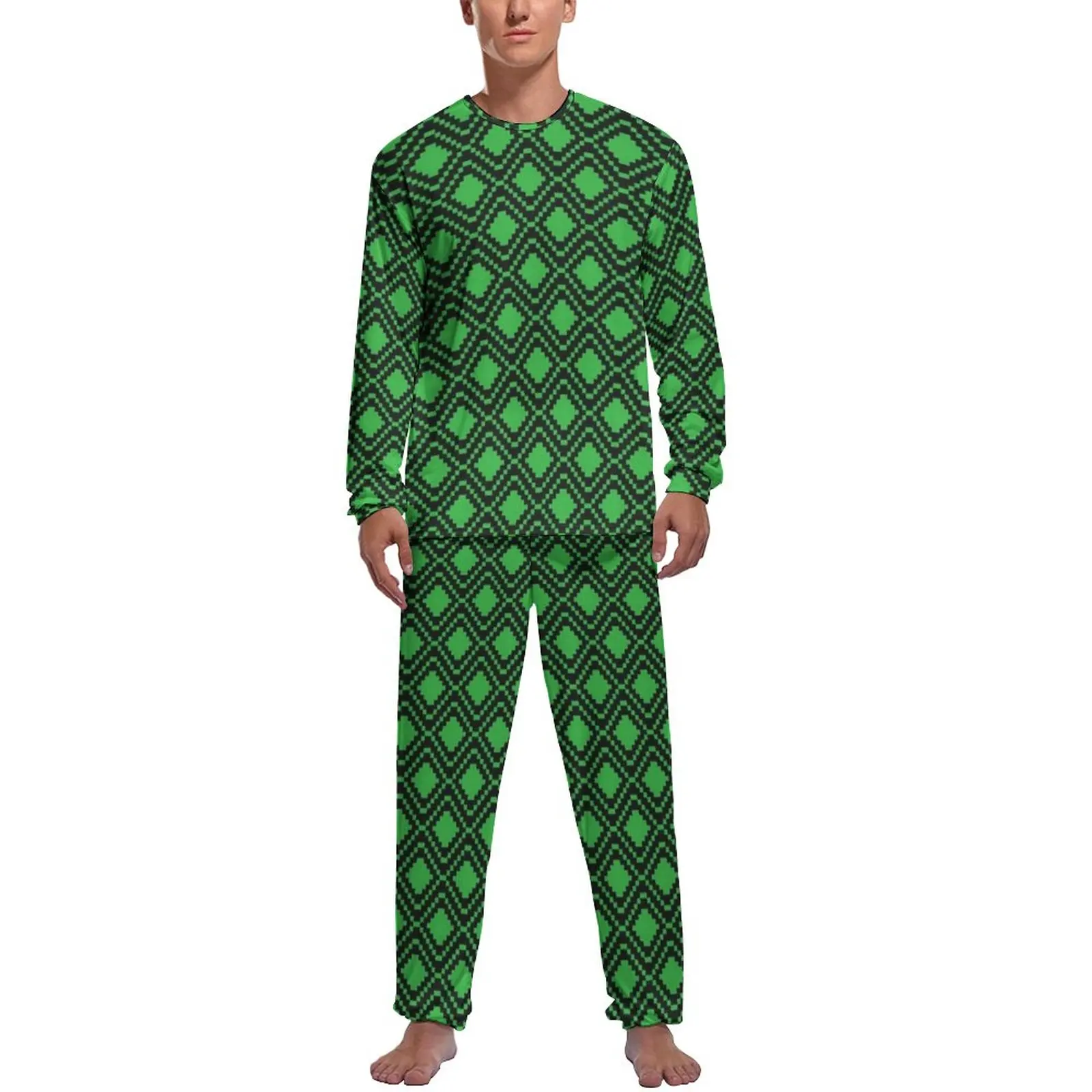 Green Nordic Lines Pajamas Long Sleeve Retro Pixel Art 2 Pieces Casual Pajamas Set Spring Male Design Cute Home Suit
Green Nordic Lines Pajamas Long Sleeve Retro Pixel Art 2 Pieces Casual Pajamas Set Spring Male Design Cute Home Suit