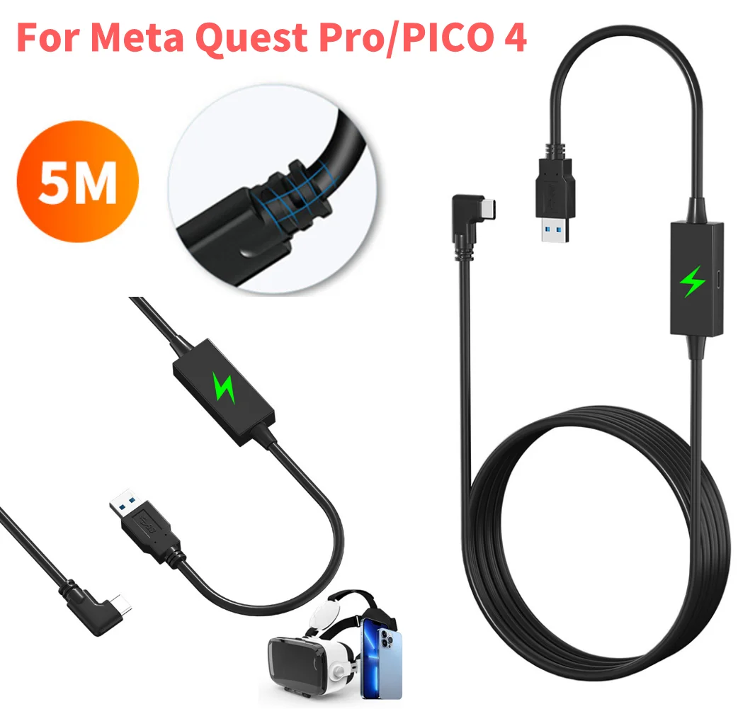 5Gbps Transfer Cable USB3.2 Gen2 USB To Type-C VR Cable VR Headset Accessories VR Link Cord High Speed for Meta Quest Pro/PICO 4
5Gbps Transfer Cable USB3.2 Gen2 USB To Type-C VR Cable VR Headset Accessories VR Link Cord High Speed for Meta Quest Pro/PICO 4