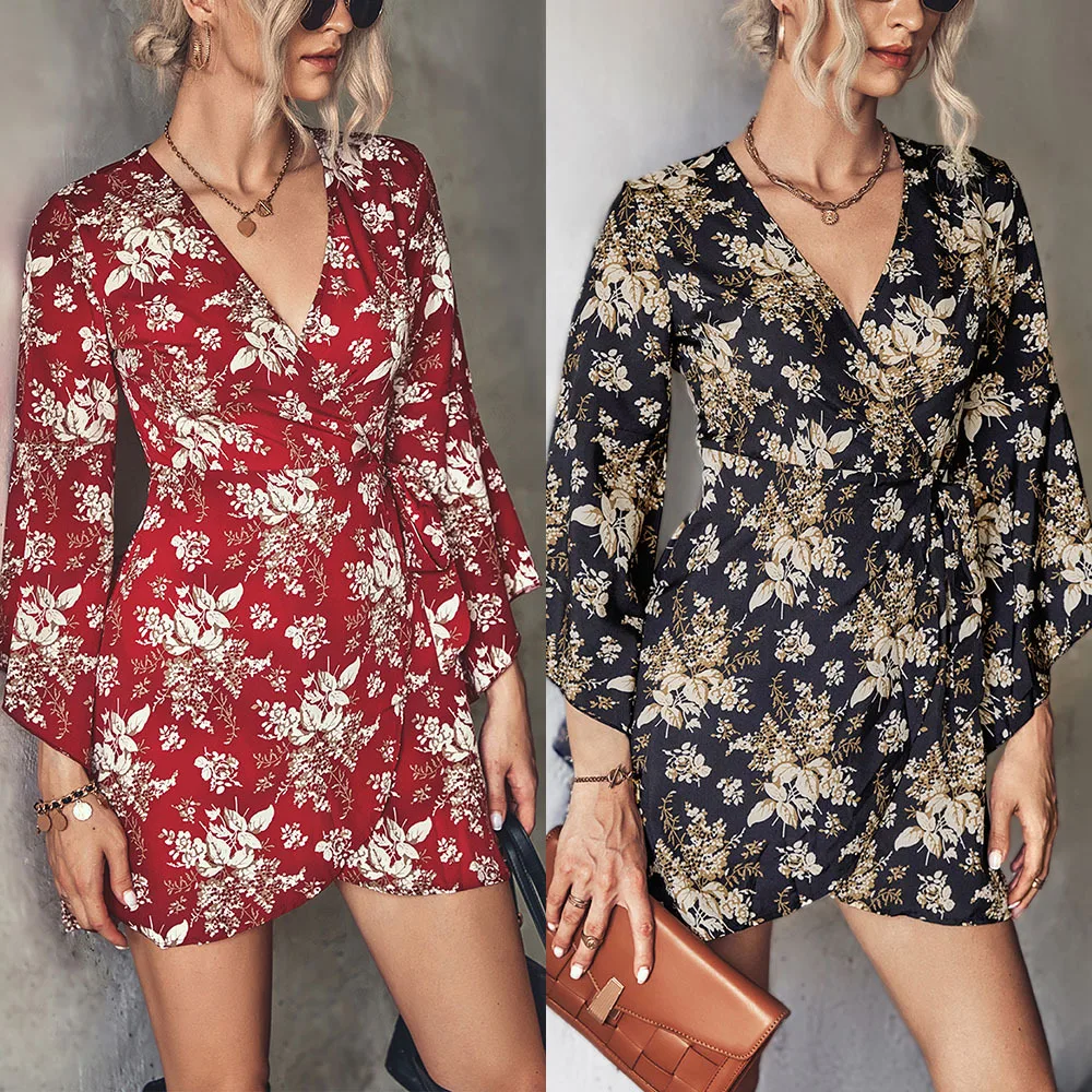 2022 Autumn New Hot Sale Broken Flower Wrapped Irregular Flare Sleeve V-Neck Dress
2022 Autumn New Hot Sale Broken Flower Wrapped Irregular Flare Sleeve V-Neck Dress