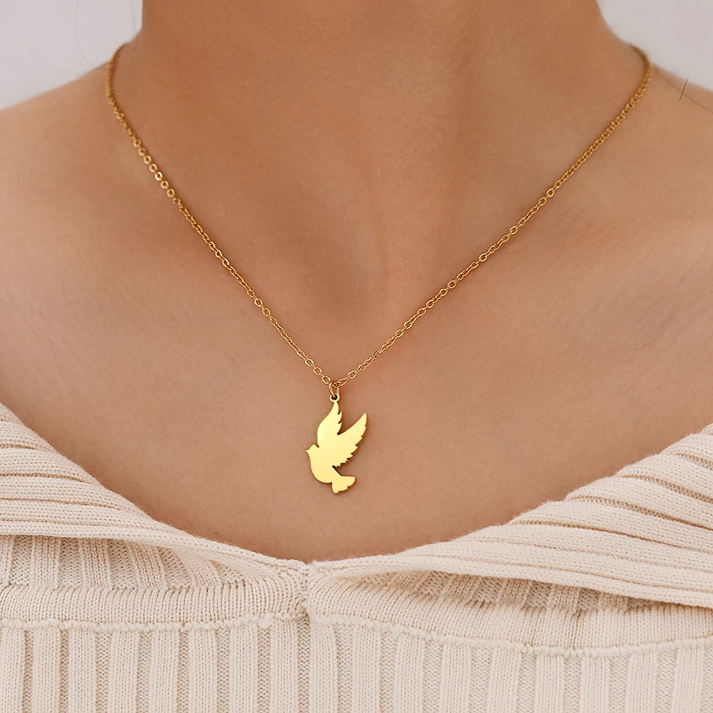 

Ожерелья из нержавеющей стали, простой кулон в виде птиц, элегантная темпераментная цепочка, минималистичное ожерелье-чокер для женщин, ювелирные изделия, подарок Вечерние