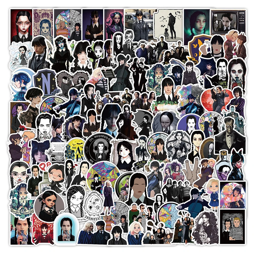 

10/30/50/100PCS Wednesday Addams Horror TV Show Stickers Scrapbook Phone Laptop Guitar Stationery Cartoon Graffiti Sticker Gift