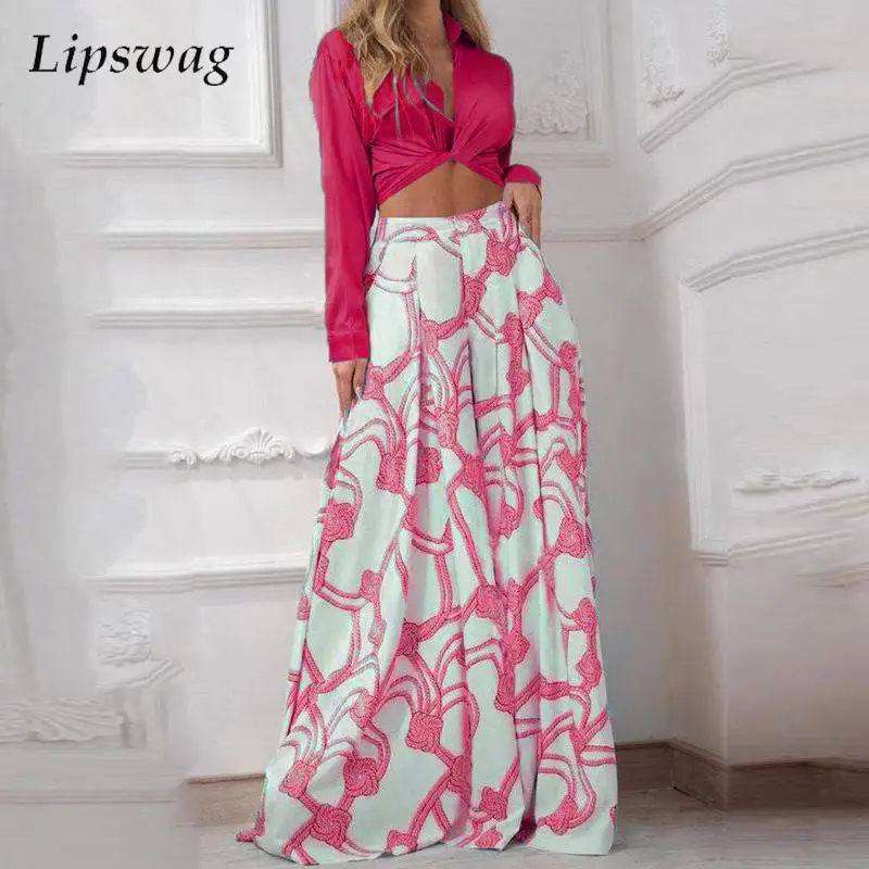 Fashion Pattern Print Women Loose Outfits Sexy Crop Shirt Top+Wide Leg Pants Sets Spring Ladies Lapel Long Sleeve Two Piece Set
Fashion Pattern Print Women Loose Outfits Sexy Crop Shirt Top+Wide Leg Pants Sets Spring Ladies Lapel Long Sleeve Two Piece Set