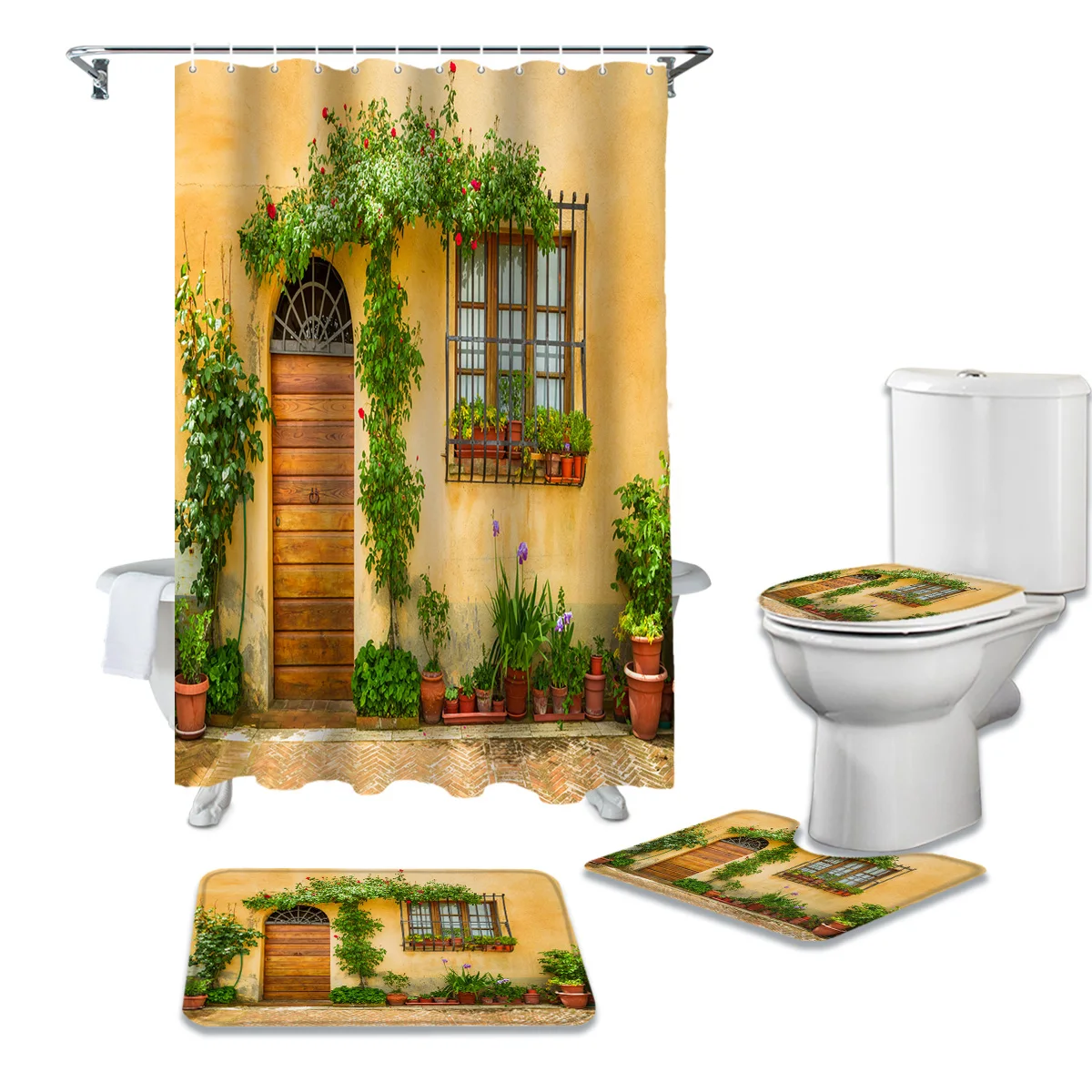 Набор занавесок для душа с цветочным принтом 
Набор занавесок для душа с цветочным принтом