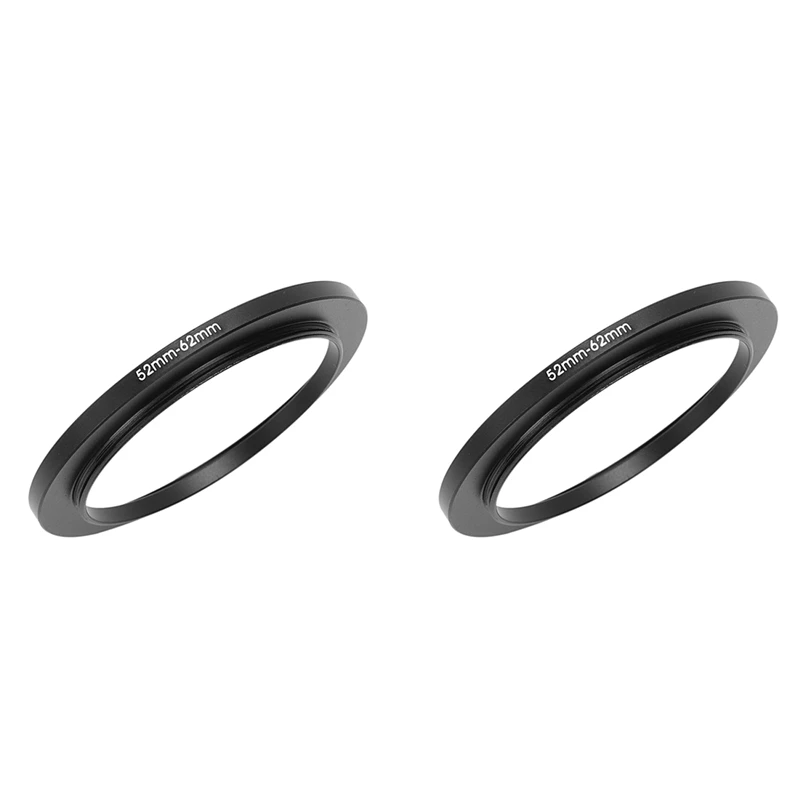2 Pcs 52Mm-62Mm 52Mm To 62Mm Black Step Up Ring Adapter For Camera 
2 Pcs 52Mm-62Mm 52Mm To 62Mm Black Step Up Ring Adapter For Camera