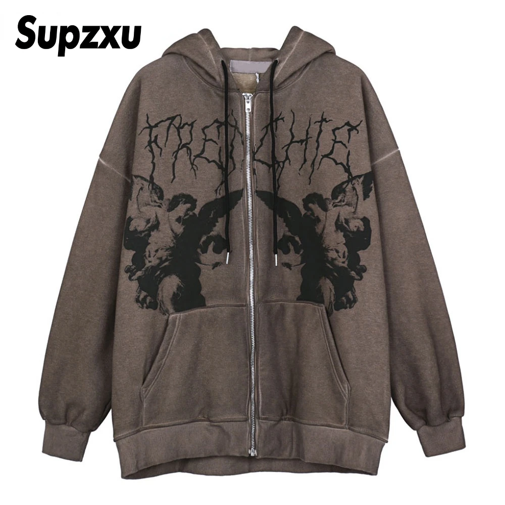 Supzxu Fleece Hooded Jackets Streetwear Casual Graffiti Angel Print Letter Embroidery Harajuku Hip Hop Men Coat Tops Outwear
Supzxu Fleece Hooded Jackets Streetwear Casual Graffiti Angel Print Letter Embroidery Harajuku Hip Hop Men Coat Tops Outwear