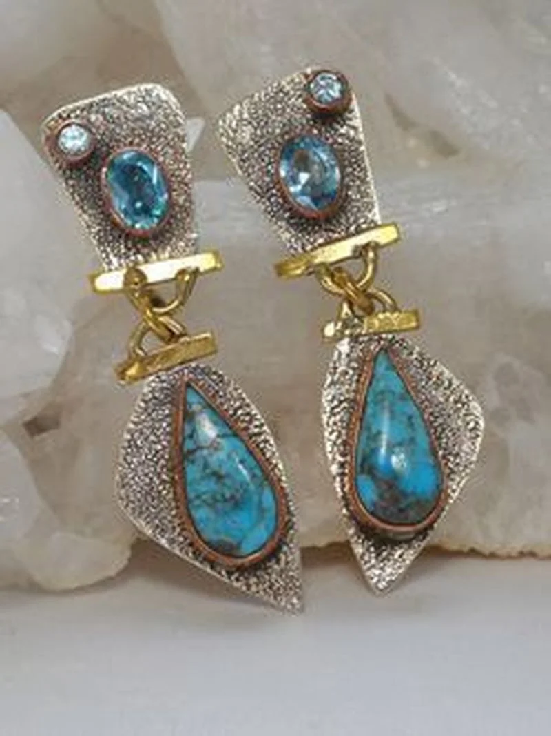 Antique Drop-shaped Blue Stone Dangle Earrings for Women Vintage Silver Color Oval Sea Blue Stone Two Tone Metal Earring
Antique Drop-shaped Blue Stone Dangle Earrings for Women Vintage Silver Color Oval Sea Blue Stone Two Tone Metal Earring