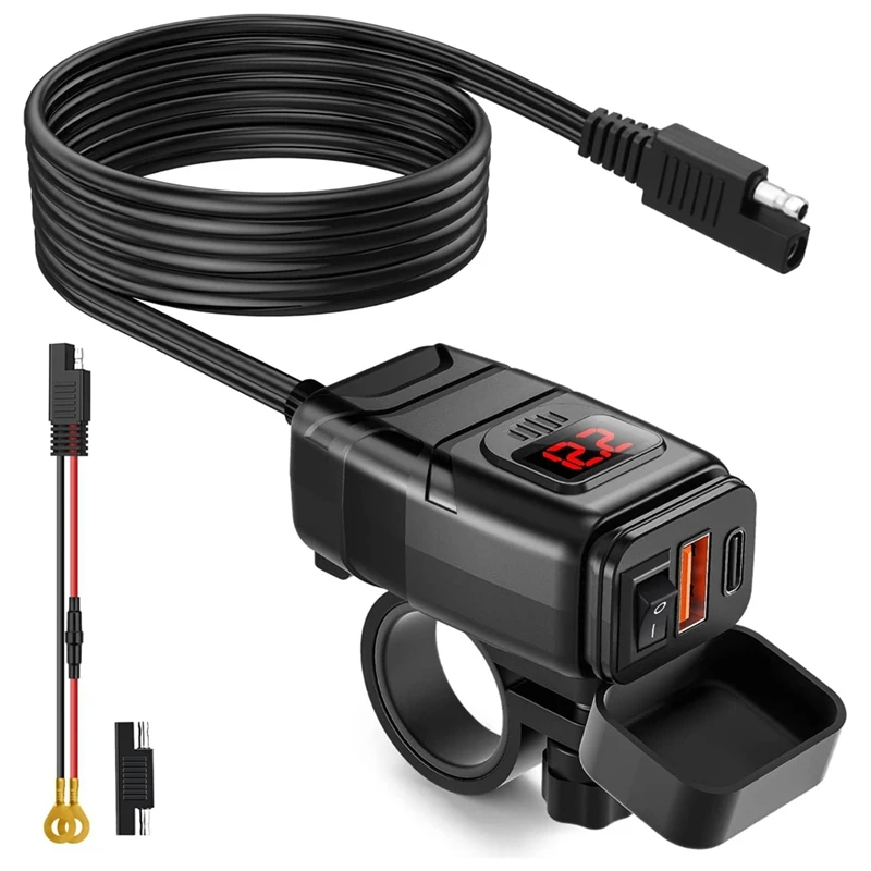 Зарядное устройство для телефона для мотоцикла с двумя портами USB Type-C PD, зарядное устройство с вольтметром и переключателем ВКЛ./ВЫКЛ.
Зарядное устройство для телефона для мотоцикла с двумя портами USB Type-C PD, зарядное устройство с вольтметром и переключателем ВКЛ./ВЫКЛ.