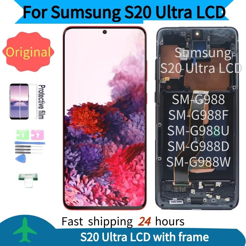 100% Original 6.9"AMOLED LCD For SAMSUNG Galaxy S20 ultra SM-G9880 G988F with frame Display Touch Screen Digitizer Repair Parts
100% Original 6.9"AMOLED LCD For SAMSUNG Galaxy S20 ultra SM-G9880 G988F with frame Display Touch Screen Digitizer Repair Parts