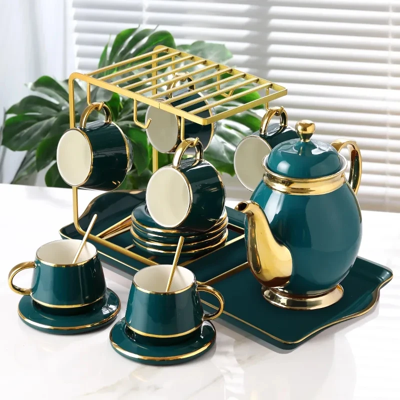 Ceramic Coffee Tea Set Creative Phnom Penh Green 1 Pot 6 Cups 1 Tray Rack Porcelain Teaware Sets Coffee Pot Afternoon Tea Kettle
Ceramic Coffee Tea Set Creative Phnom Penh Green 1 Pot 6 Cups 1 Tray Rack Porcelain Teaware Sets Coffee Pot Afternoon Tea Kettle