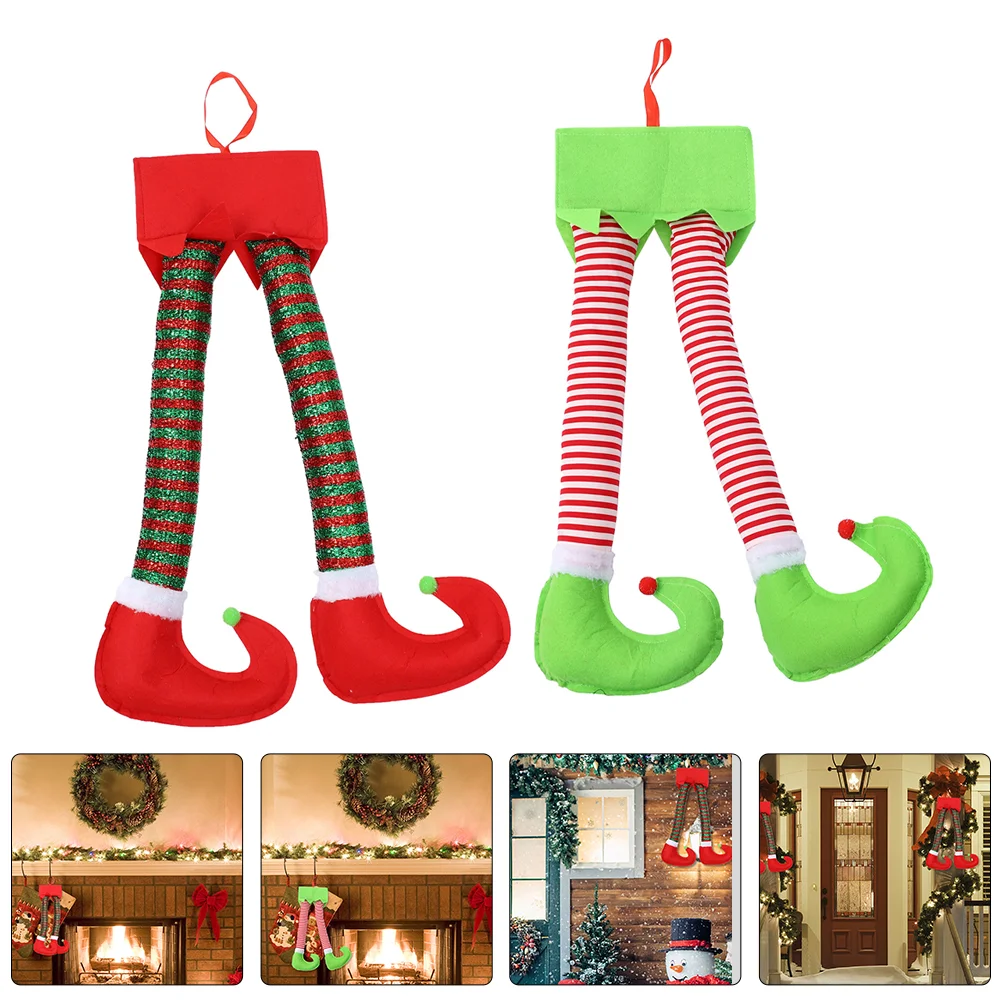 2 Pcs Pinstripes Christmas Elf Legs Xmas Decorations Indoors Cloth Hanging Ornaments 
2 Pcs Pinstripes Christmas Elf Legs Xmas Decorations Indoors Cloth Hanging Ornaments