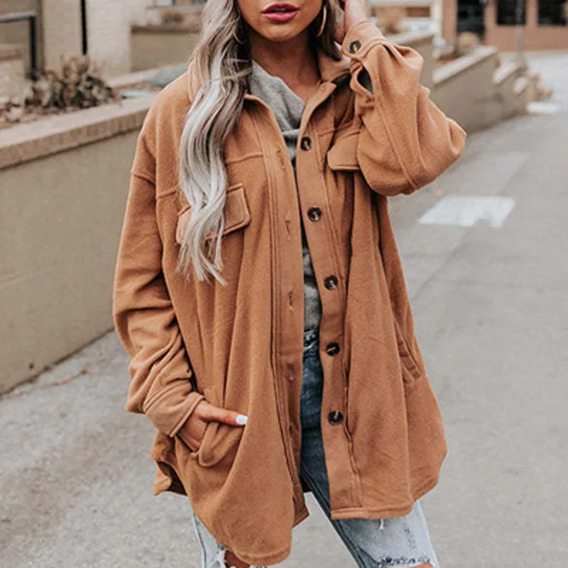 Casual Solid Loose Long Sleeve Coat Fashion Winter Multi Pockets Cargo Jackets Women Turn-down Collar Button-up Cardigan Outwear
Casual Solid Loose Long Sleeve Coat Fashion Winter Multi Pockets Cargo Jackets Women Turn-down Collar Button-up Cardigan Outwear