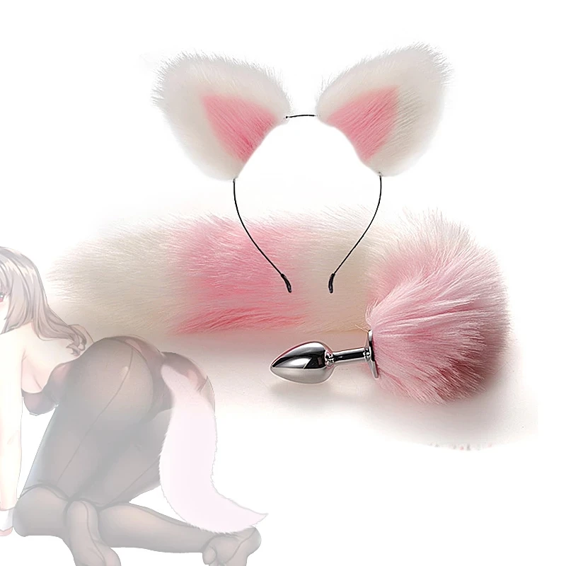 

Adult Sex Toys for Couples Cute ears Headbands with Fox / Rabbit Tail Metal Butt Anal Plug Erotic Cosplay Accessories