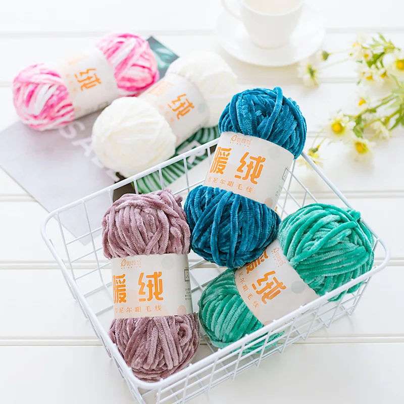 

80m/100g Chenille Velvet Yarns for Knitting and Crochet Thick Warm Velvet Baby Sweater Hat Wool Bulky Yarn DIY Thick Scarf Line