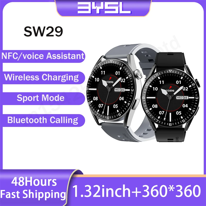 

Смарт-часы WS29 мужские с сенсорным экраном 1,32 дюйма, NFC, пульсометром и тонометром
