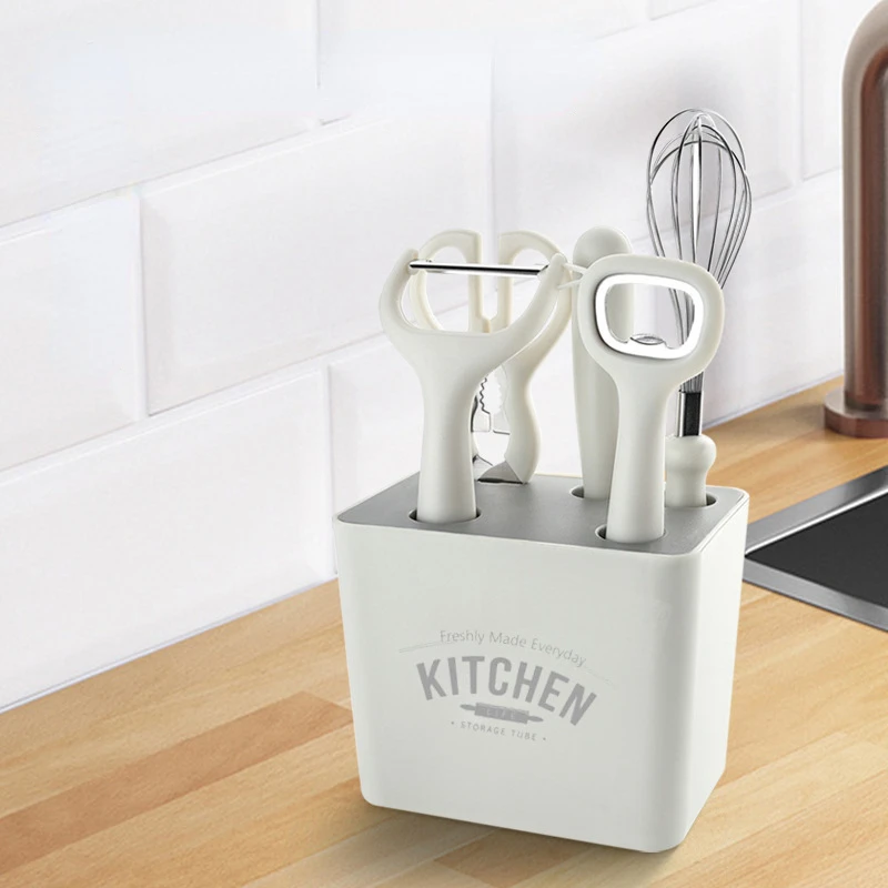 

Stainless steel peeler set kitchen gadget with storage 6-piece combination scissors melon planing fruit knife set