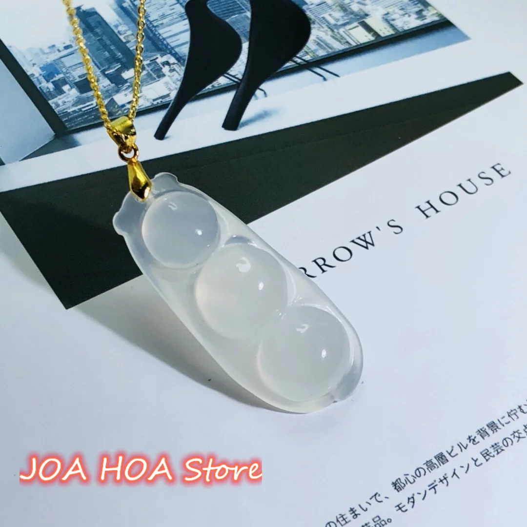 

Icy White Flawless Jade Necklace Pendant Exquisite Jewelry 925 Silver Gold Plated Inlaid Chalcedony Agate Neck Accessory