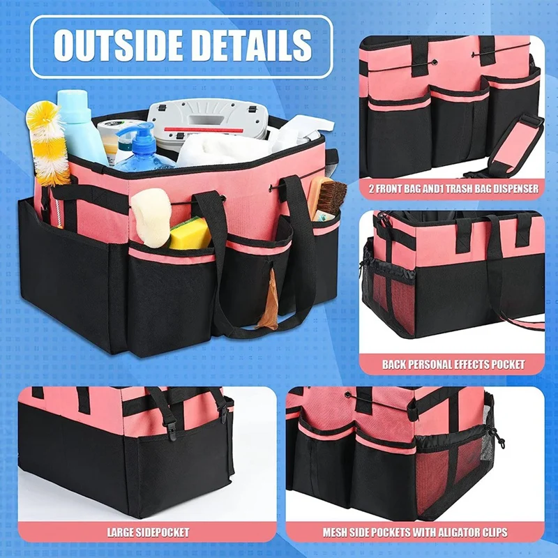 Wearable Cleaning Storage Bag Black-Red With Adjustable Strap Waterproof Bag With 4 Foldable Dividers
Wearable Cleaning Storage Bag Black-Red With Adjustable Strap Waterproof Bag With 4 Foldable Dividers